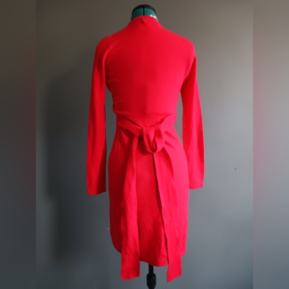 NWT Diane von Furstenberg Cashmere/ Woll Red Wrap Dress Size P - Picture 2 of 10